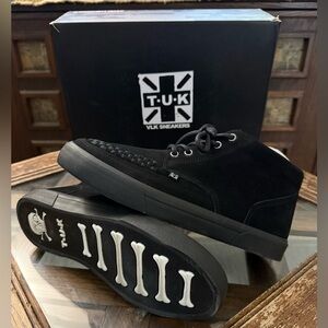 T.U.K Black Suede 6 Eye Lace Up